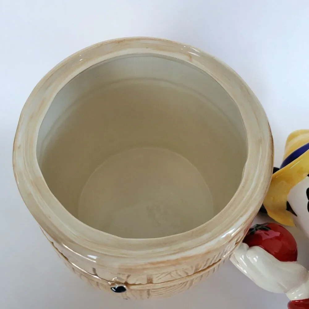 Homegrown Mickey Tomato Farmer Cookie Jar Barrel Treasure Craft Vintage Disney